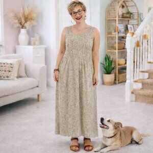 MEDIUM - sleeveless maxi dress, zipper closure & back tie, leg splits. Summer